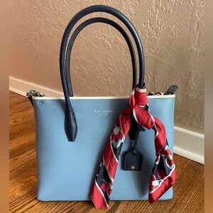 Kate Spade blue satchel handbag with scarf